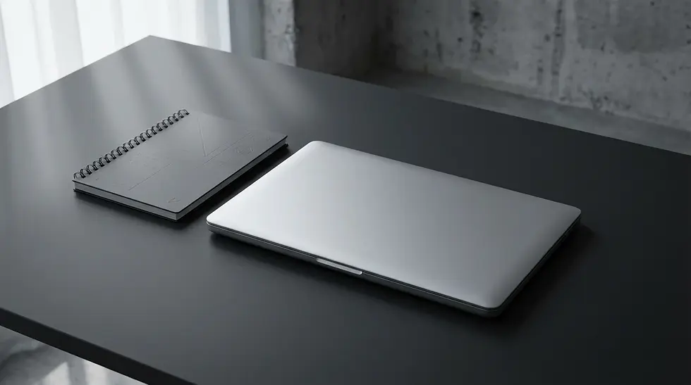 Minimalist black workspace for HEX ZERO support and customer service.