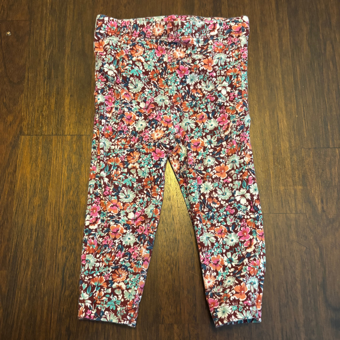 9M Carter's Maroon Floral Leggings