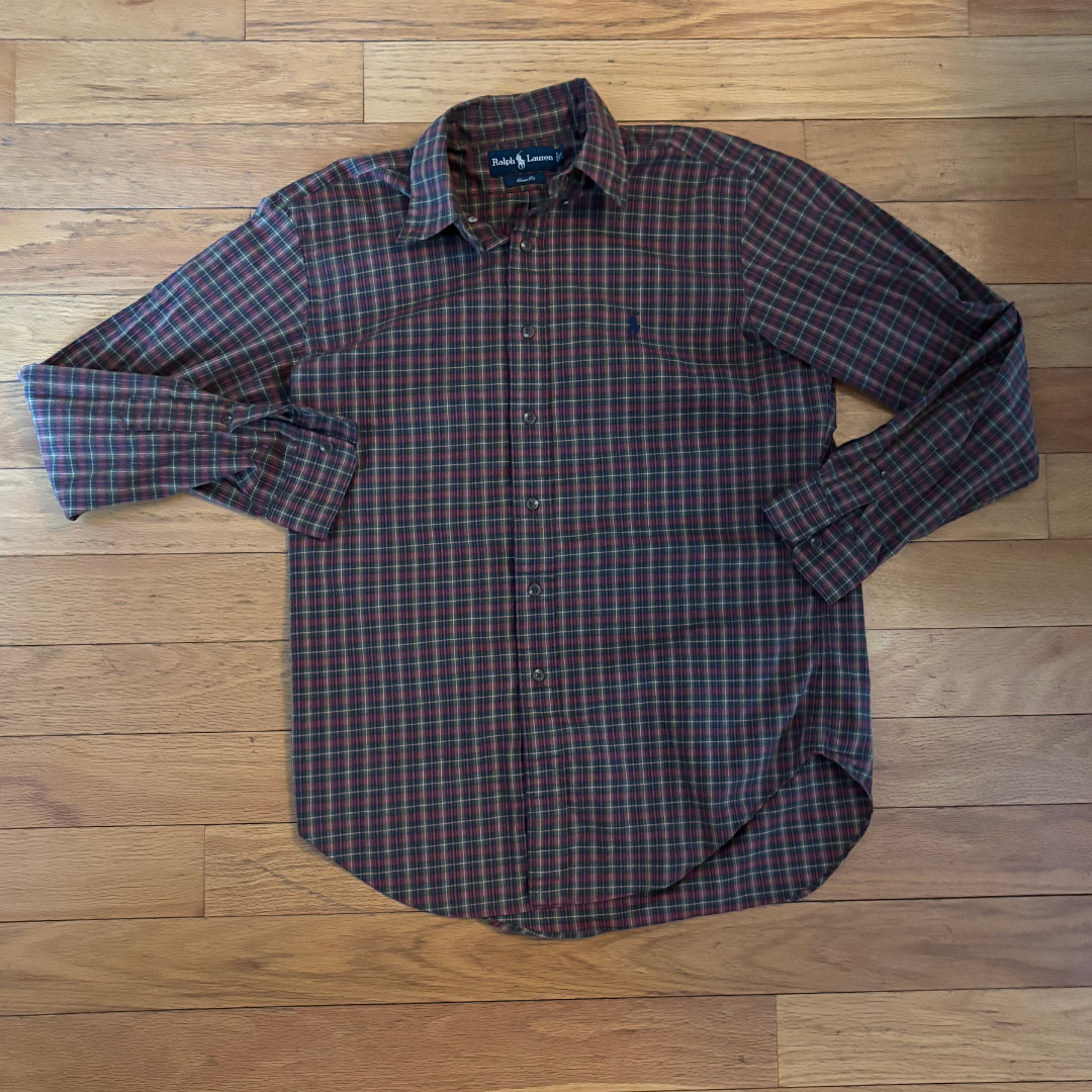 M Ralph Lauren Green, Blue and Red Plaid Shirt