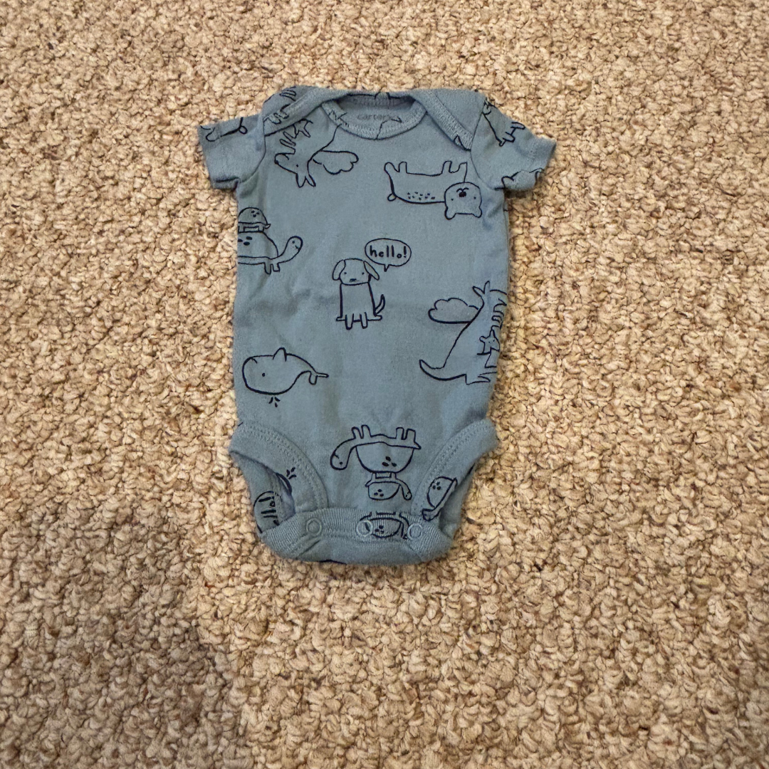 NB Carter's Blue Animal Onesie