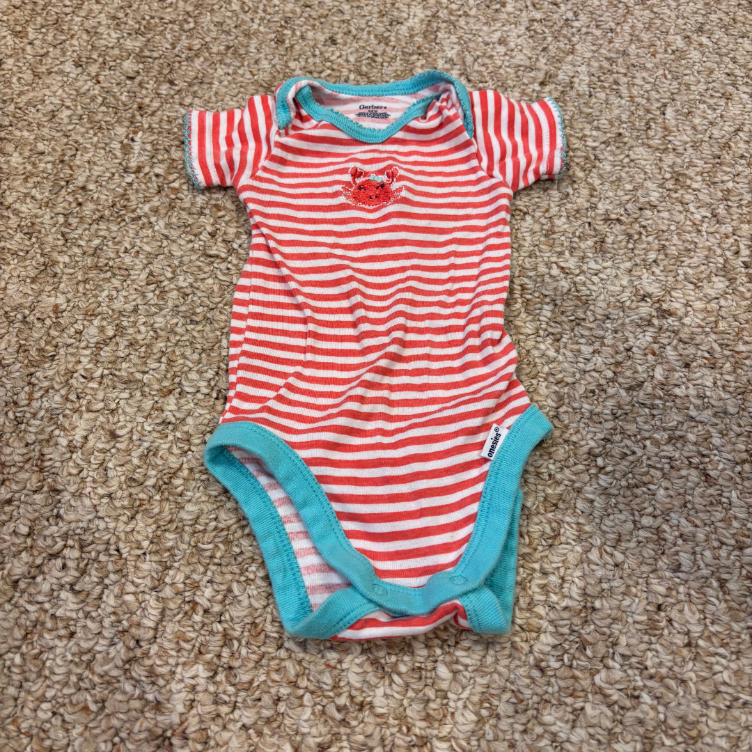 6-9M Orange and White Striped Onesie