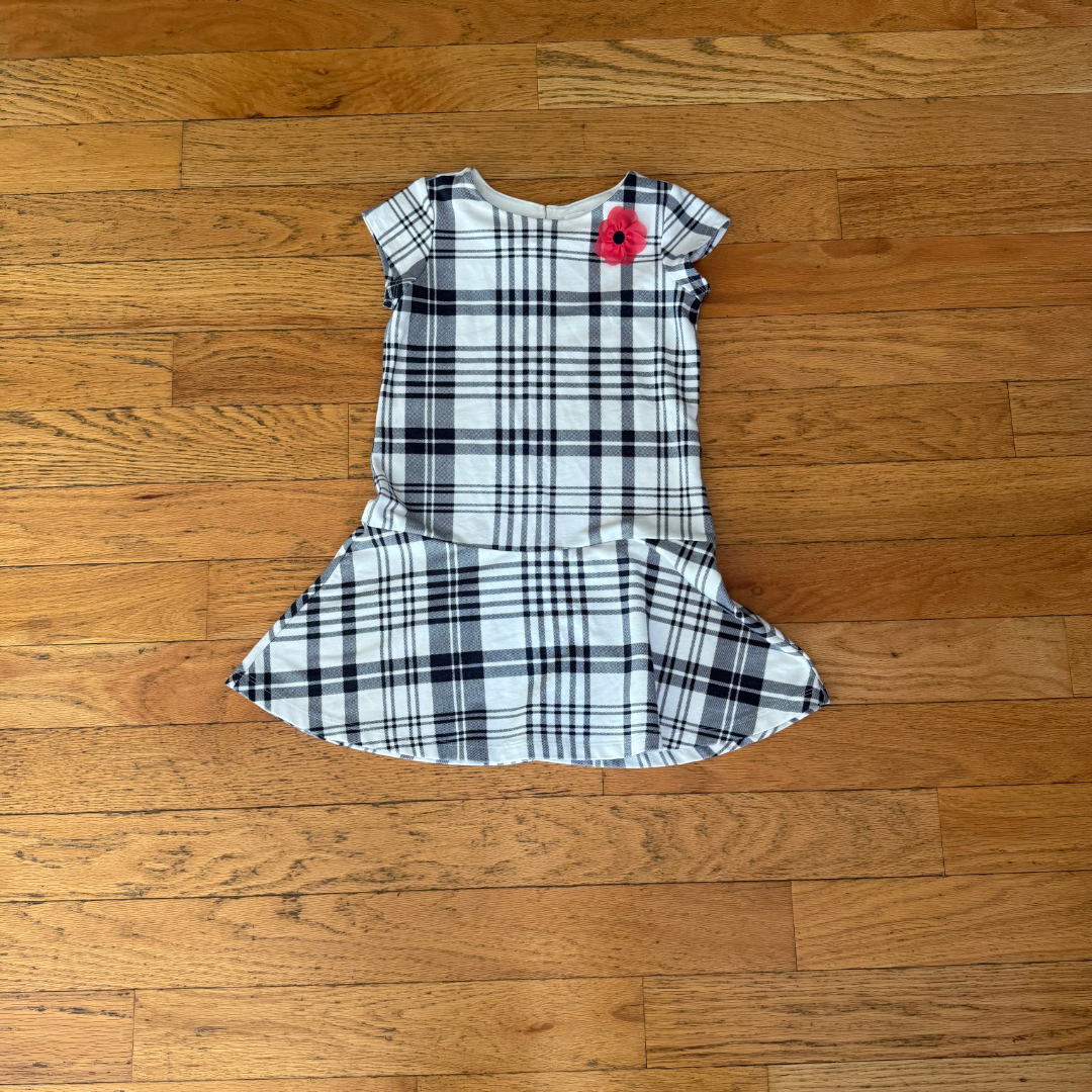 7 Gymboree Navy Blue and White Plaid Dress