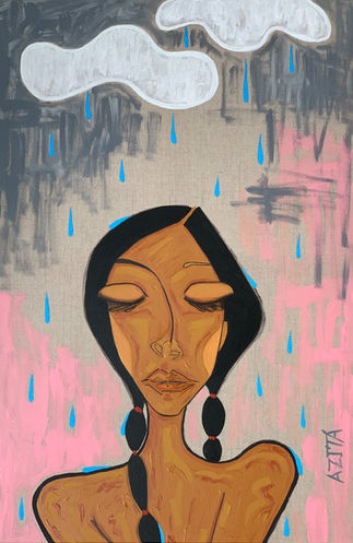 art painting acrylic Portrait woman acrylic painting rain contemporary art free shipping worldwide