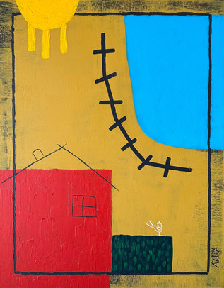 contemporary modern art painting modern landscape bold colour