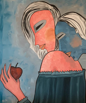 A Beautiful Sin Contemporary art painting acrylic canvas pink blue