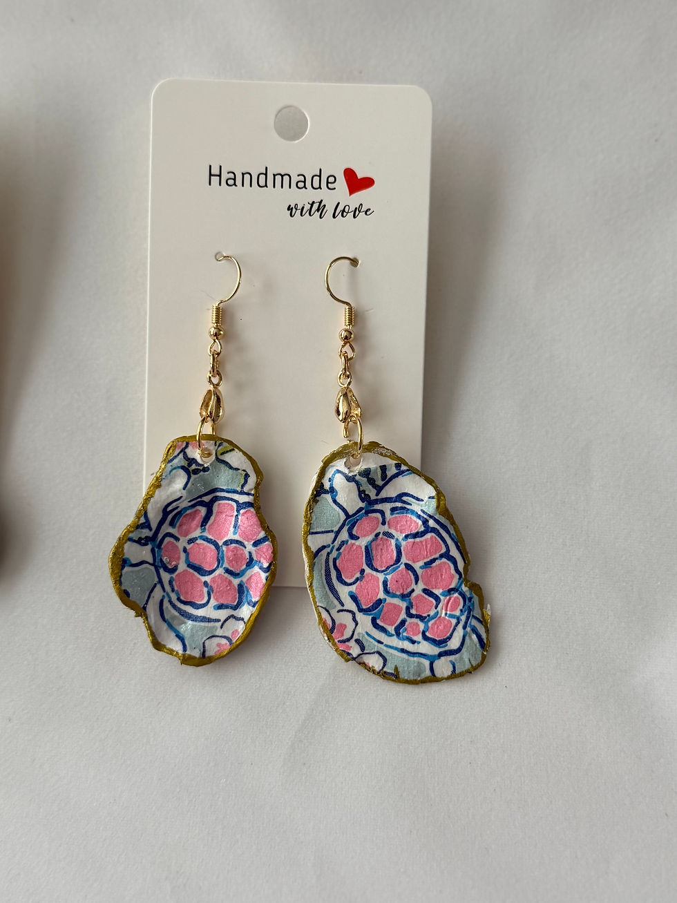 Thumbnail: Blue and White Oyster Shell Earrings 