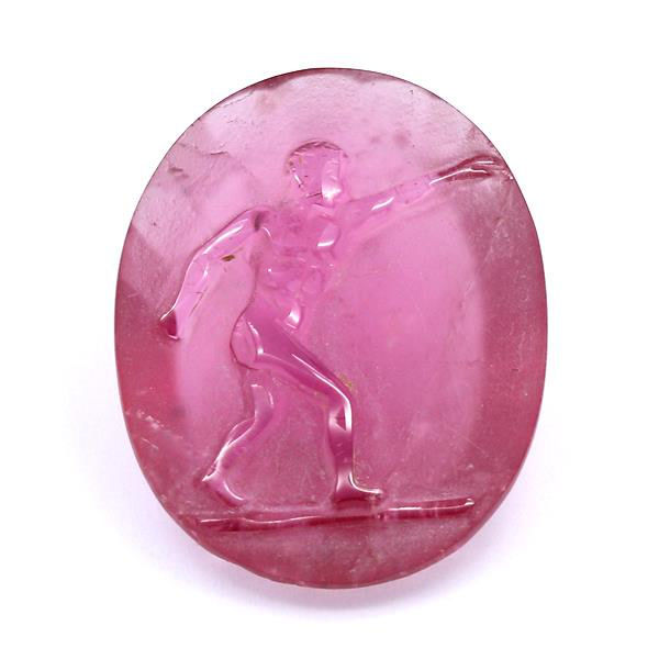 Thumbnail: The Discobolus of Myron : Carved Rubellite