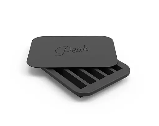 W&P Peak Water Bottle Ice Cube Tray featuring premium silicone narrow ice stick molds, BPA-free reusable water bottle ice tray, stainless steel reinforced frame + stackable freezer organization.