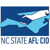 The NC AFL-CIO logo in the shape of the state of NC