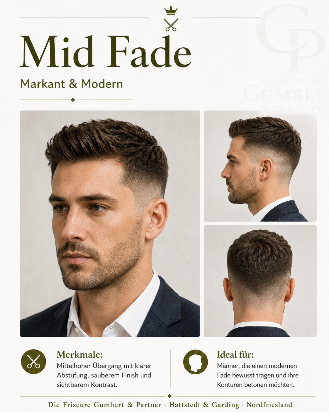 Herrenfrisur Mid Fade – markant und modern