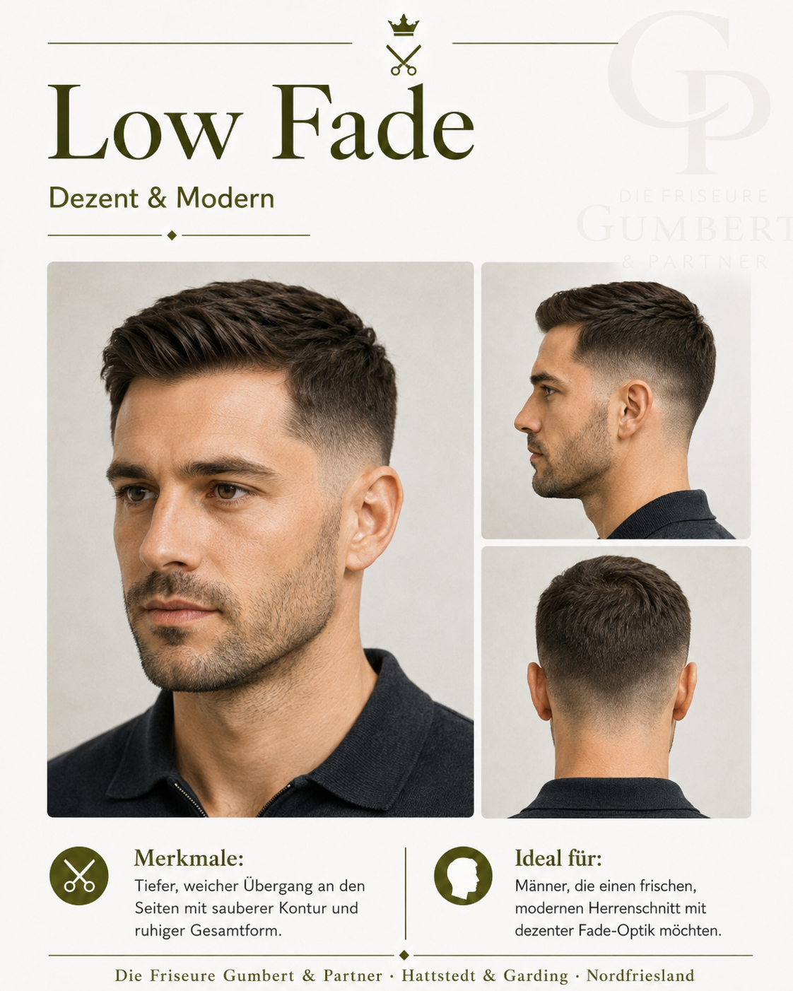 Herrenfrisur Low Fade – dezenter Übergang