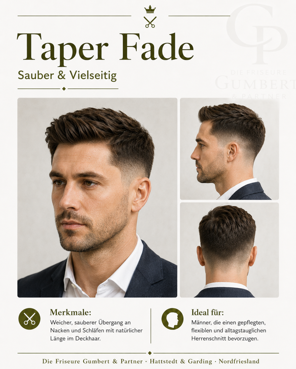 Herrenfrisur Taper Fade – sanfter Verlauf
