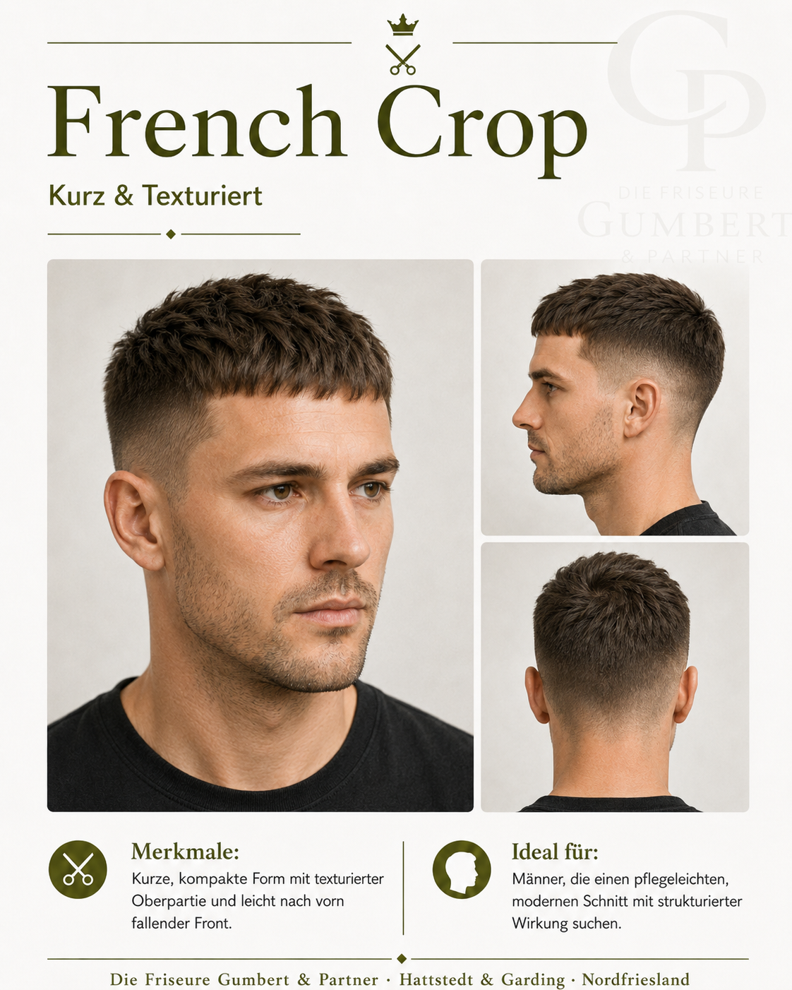 Herrenfrisur French Crop mit cleaner Kontur