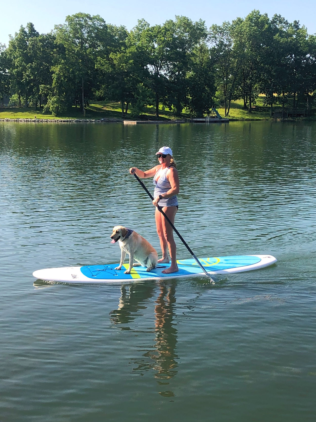 Paddleboarder with her Dog on a cruise