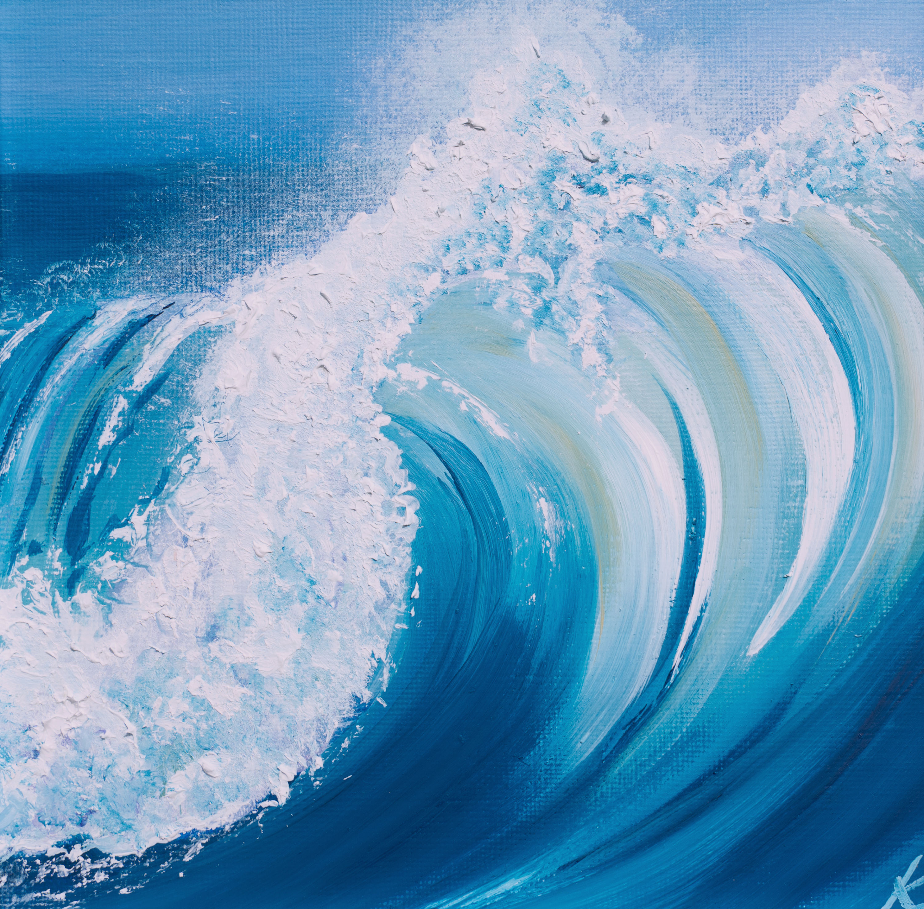 LillyBo Art, Painting of a Wave crashing by Coastal Artist, Karen Singleton, Lucky One.