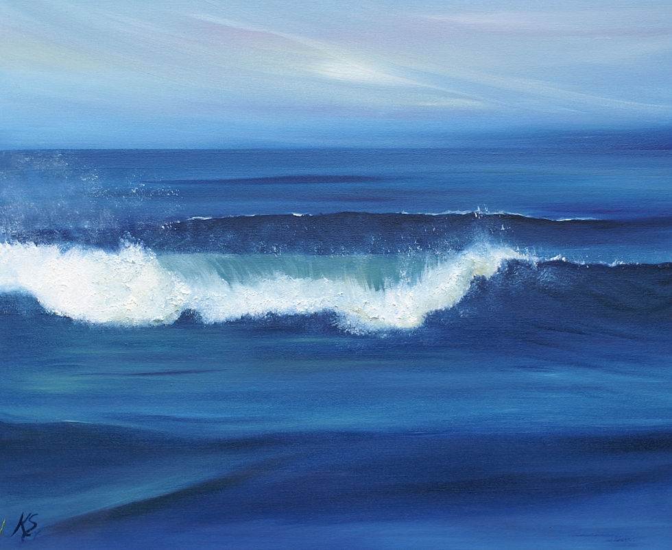 Wave crashing oil painting