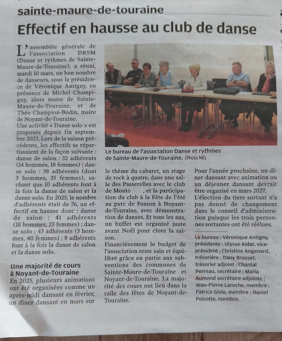 Article La Nouvelle République sur le club de danse DRSM à Sainte-Maure-de-Touraine