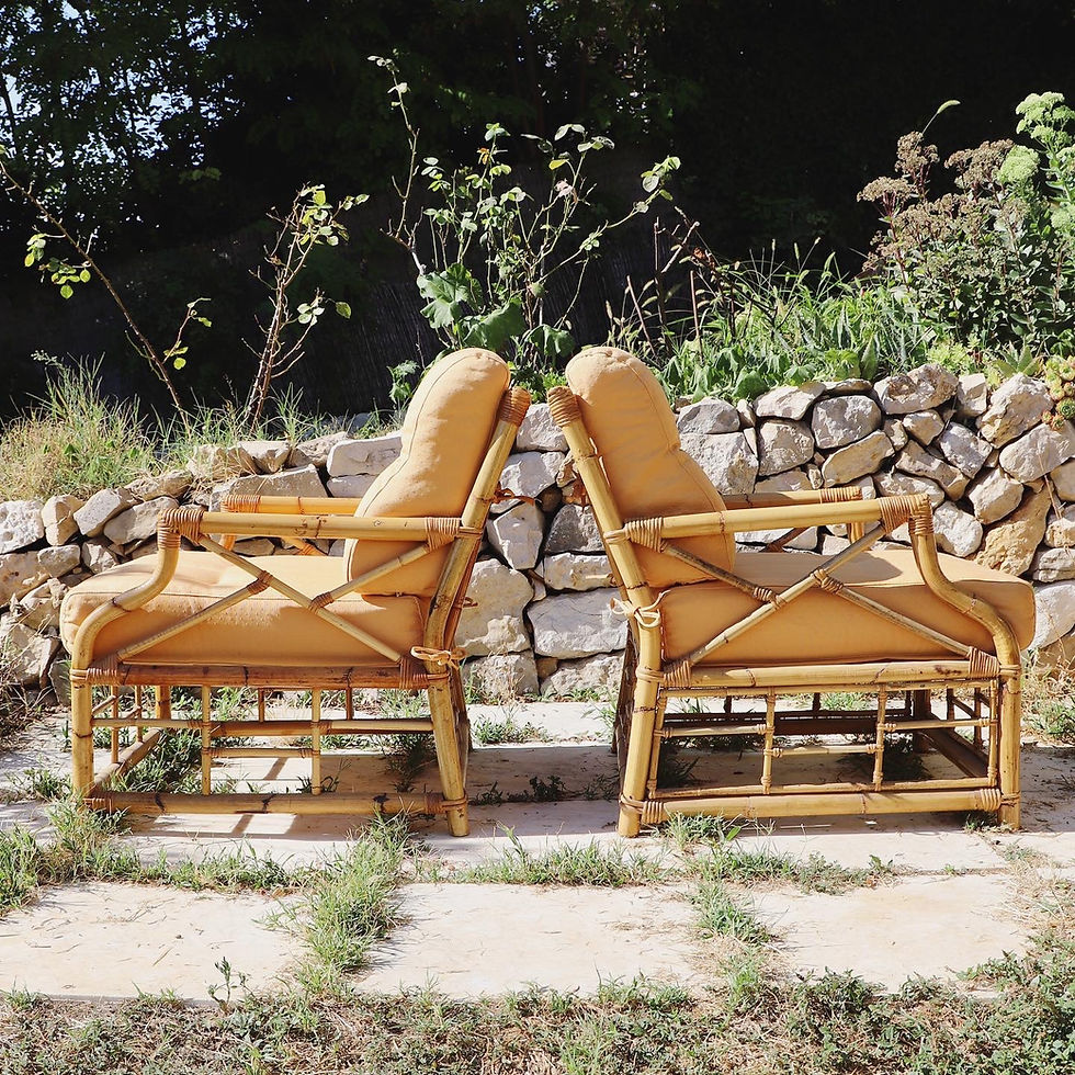 Miniature : Salon en rotin par Vivai Del Sud 1970