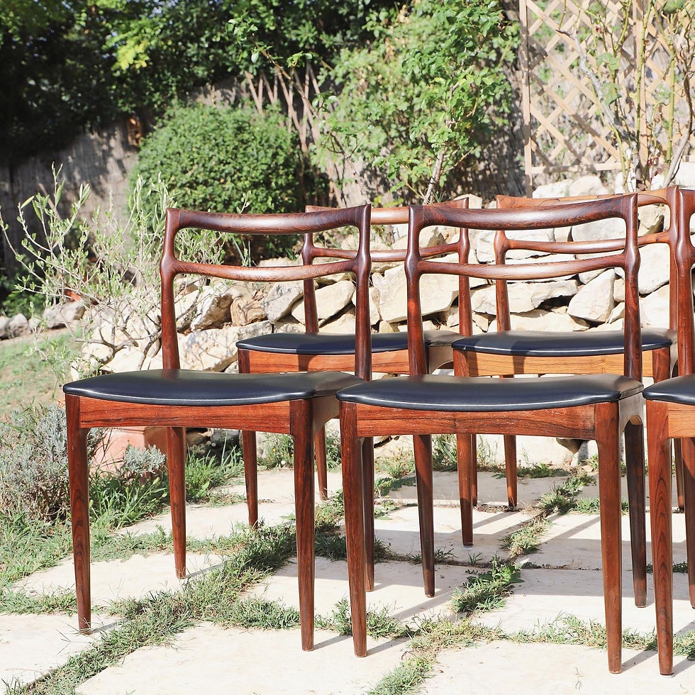 Miniature : 6 chaises en palissandre de Rio massif parJohannes Andersen pour Christian Linne