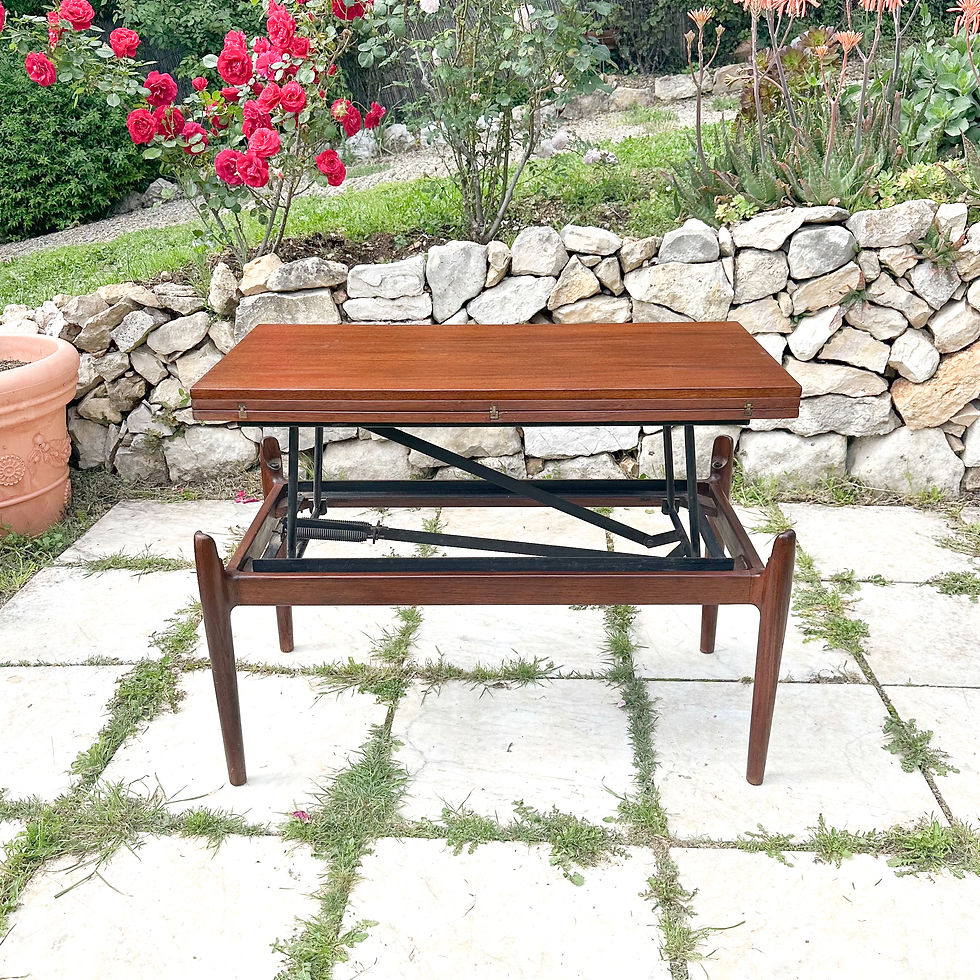 Miniature : Table basse en teck relevable smørrebrød 1960
