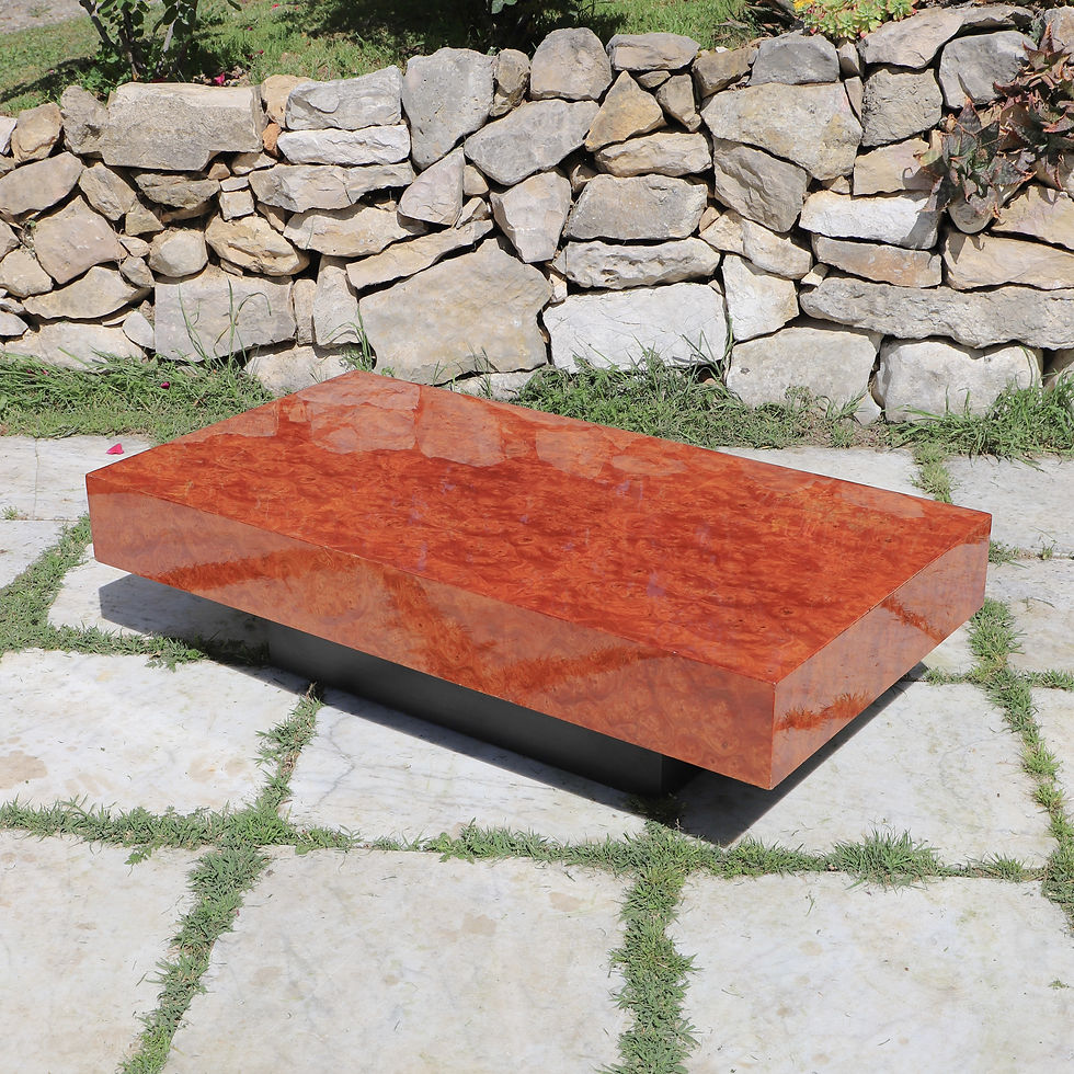 Miniature : Table basse en loupe d’orme par Jean Claude Mahey pour Roche Bobois 1970