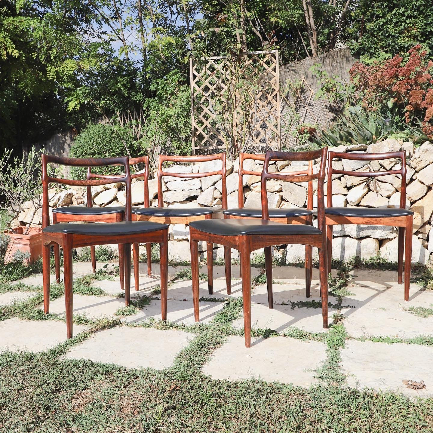 6 chaises en palissandre de Rio massif parJohannes Andersen pour Christian Linne