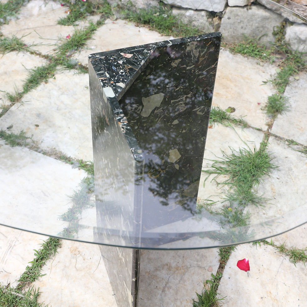 Miniature : Table à manger en marbre terrazzo et verre 1970