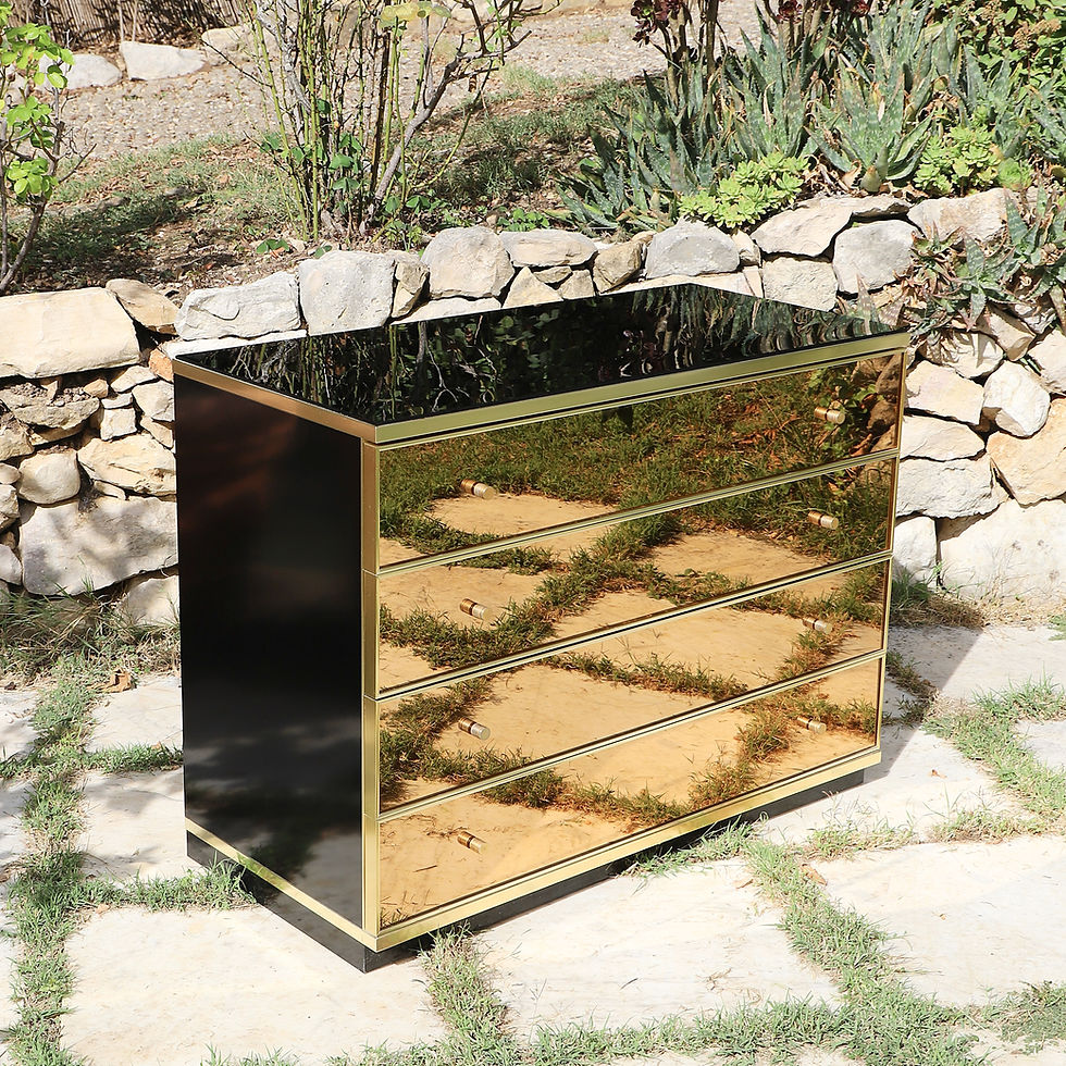 Miniature : Commodes en miroir et laiton par Renato Zevi  1970