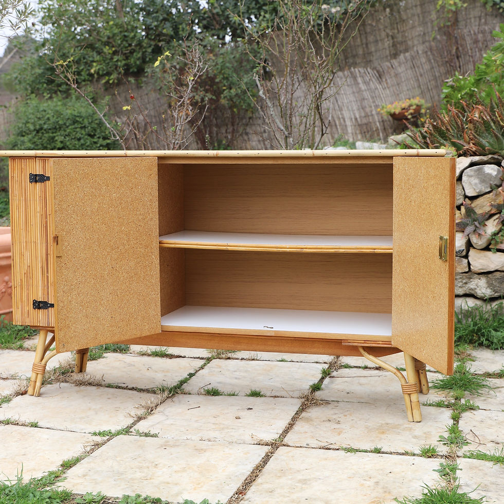 Miniature : Enfilade en rotin par Audoux Minnet 1960