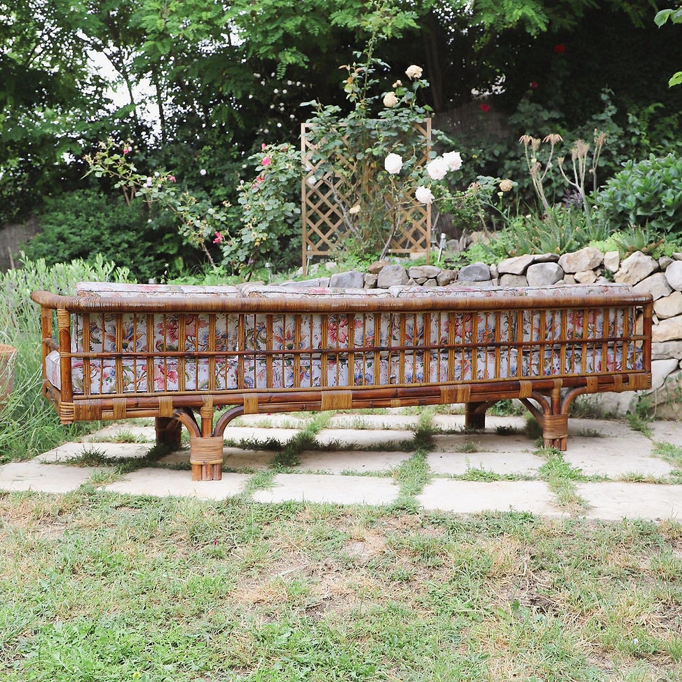 Miniature : Grande banquette en rotin 1970