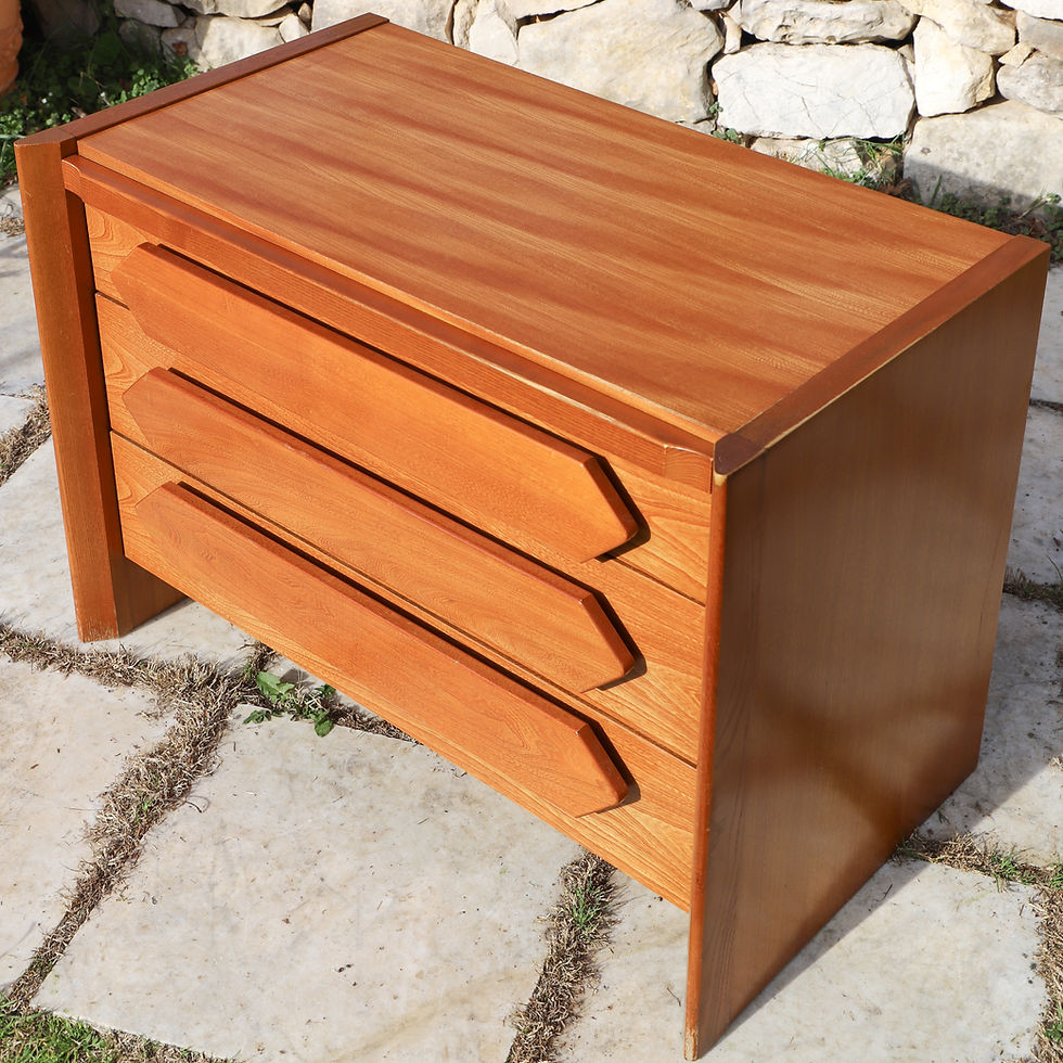 Miniature : Commode en orme massif 1980