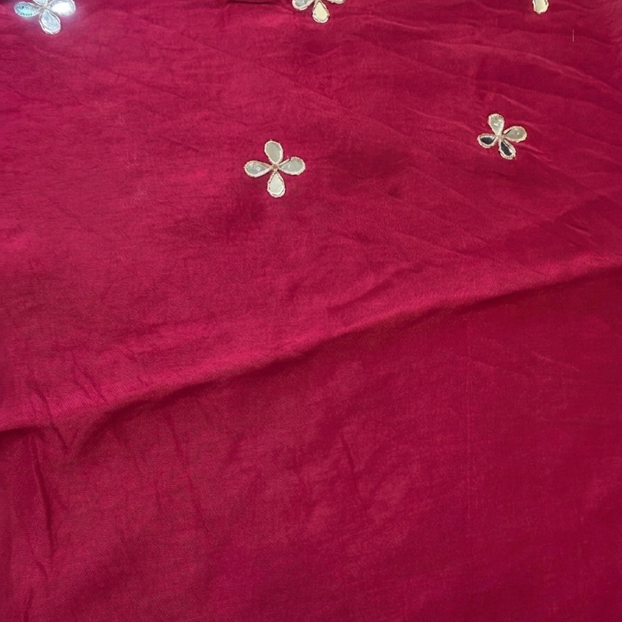 Pink and White Silk Saree Blouse Closeup