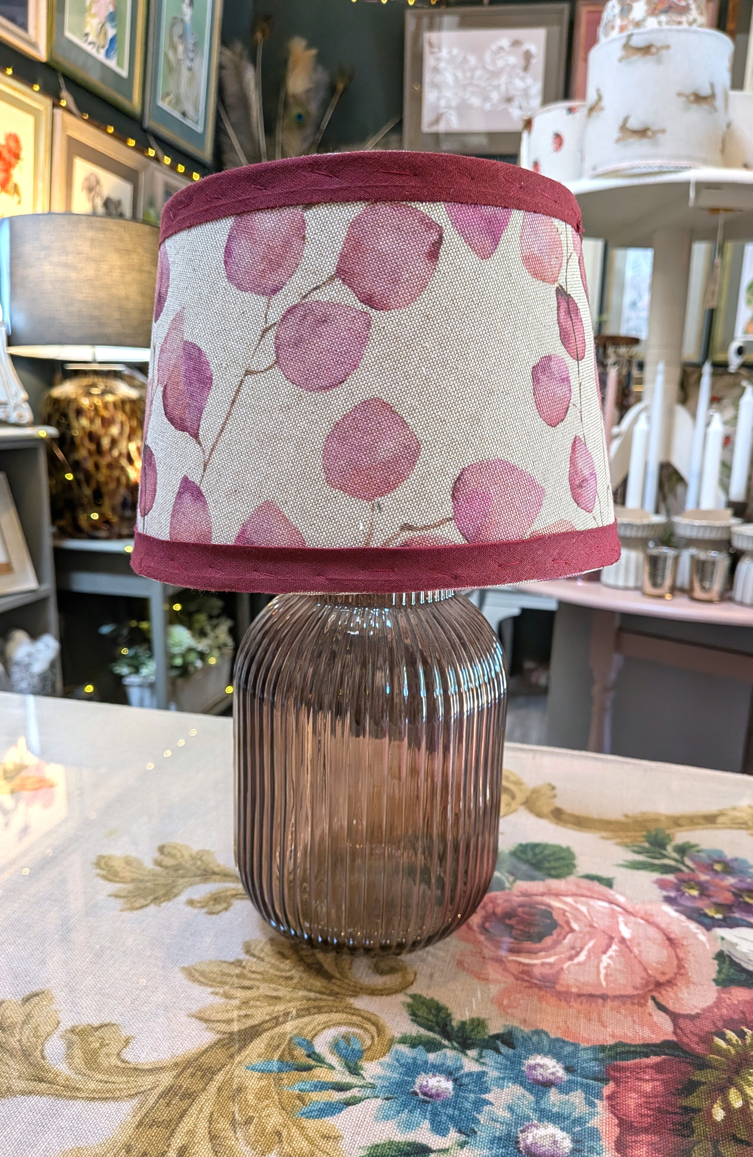Small pink eucalyptus lampshade 