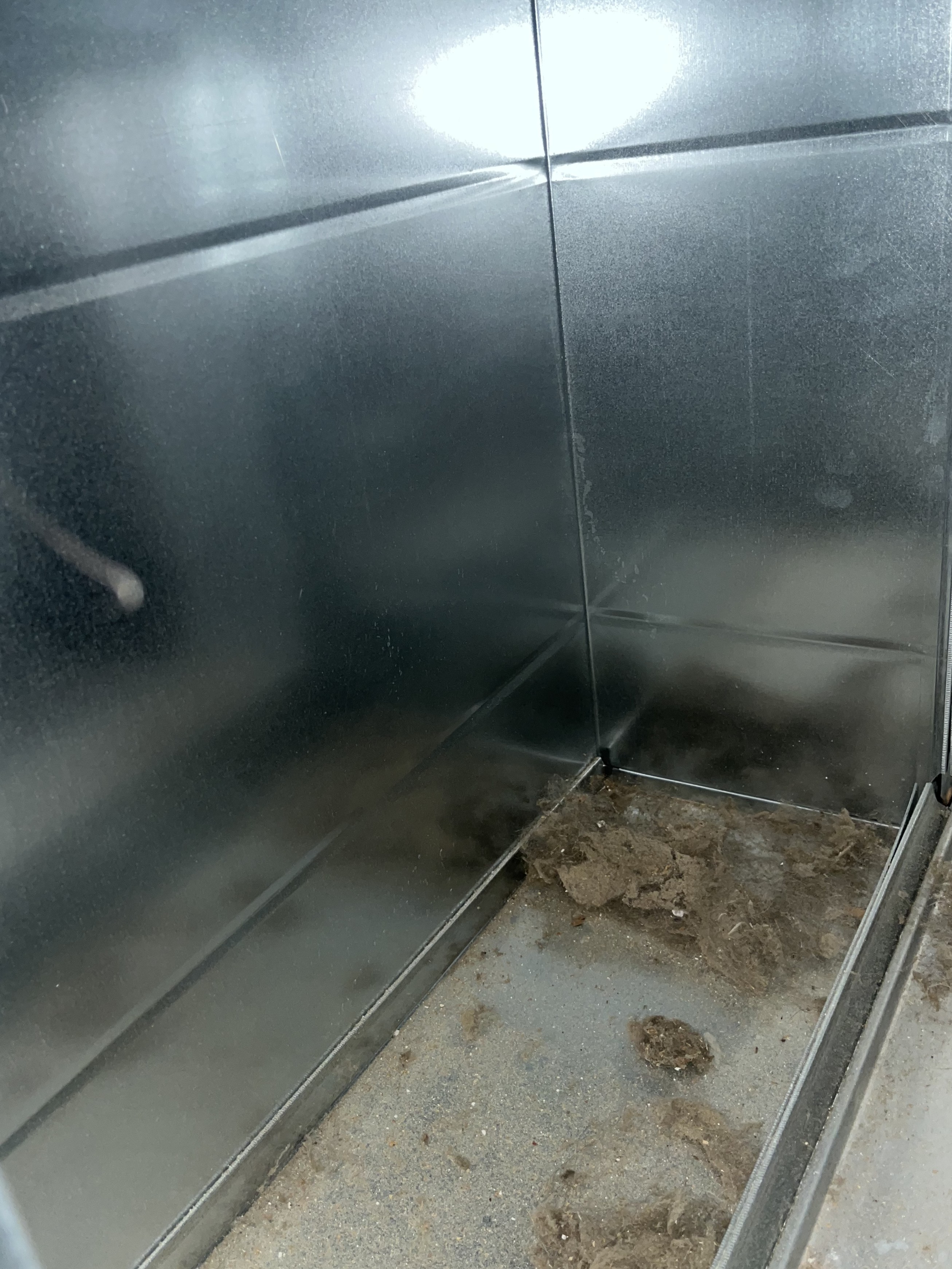 Before — debris coating ductwork around brand new furnace in Gahanna Ohio