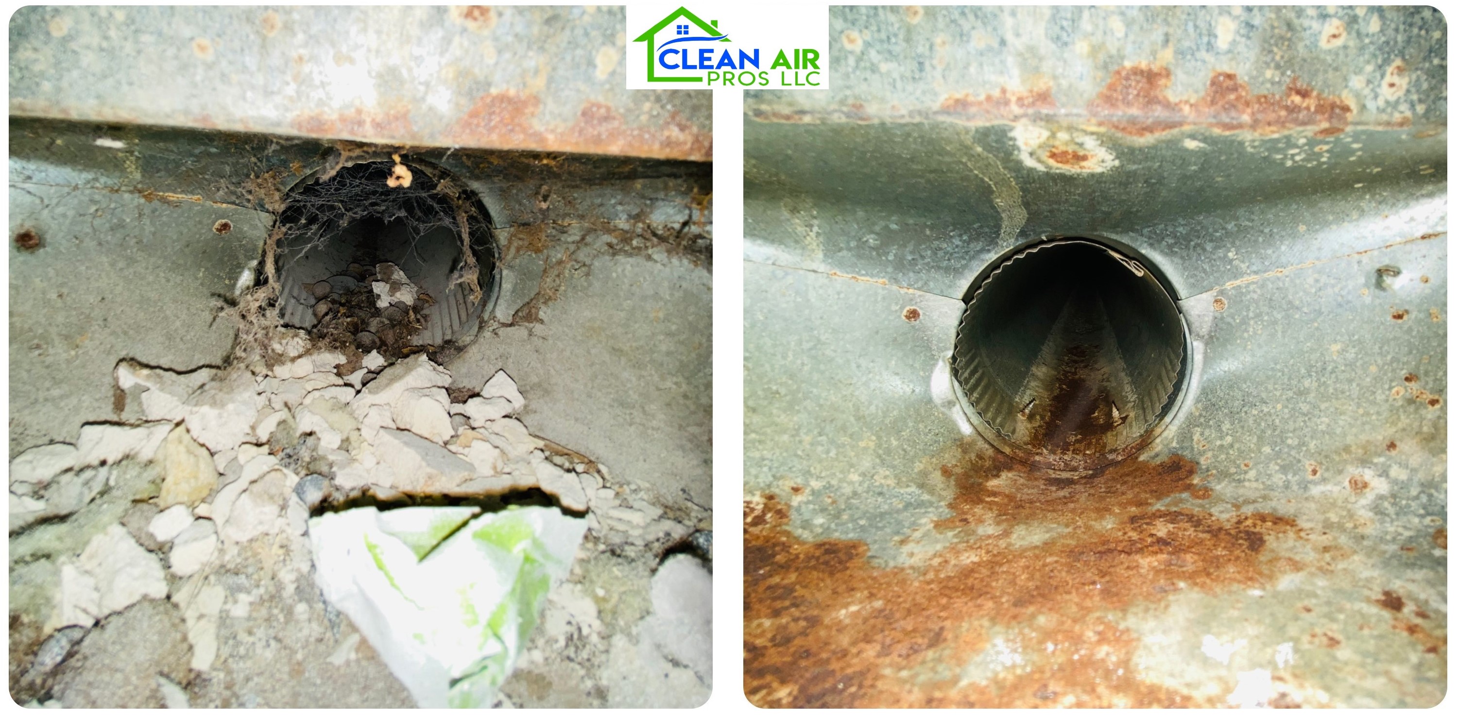 Before after air duct Columbus Ohio — Clean Air Pros NADCA certified real photos