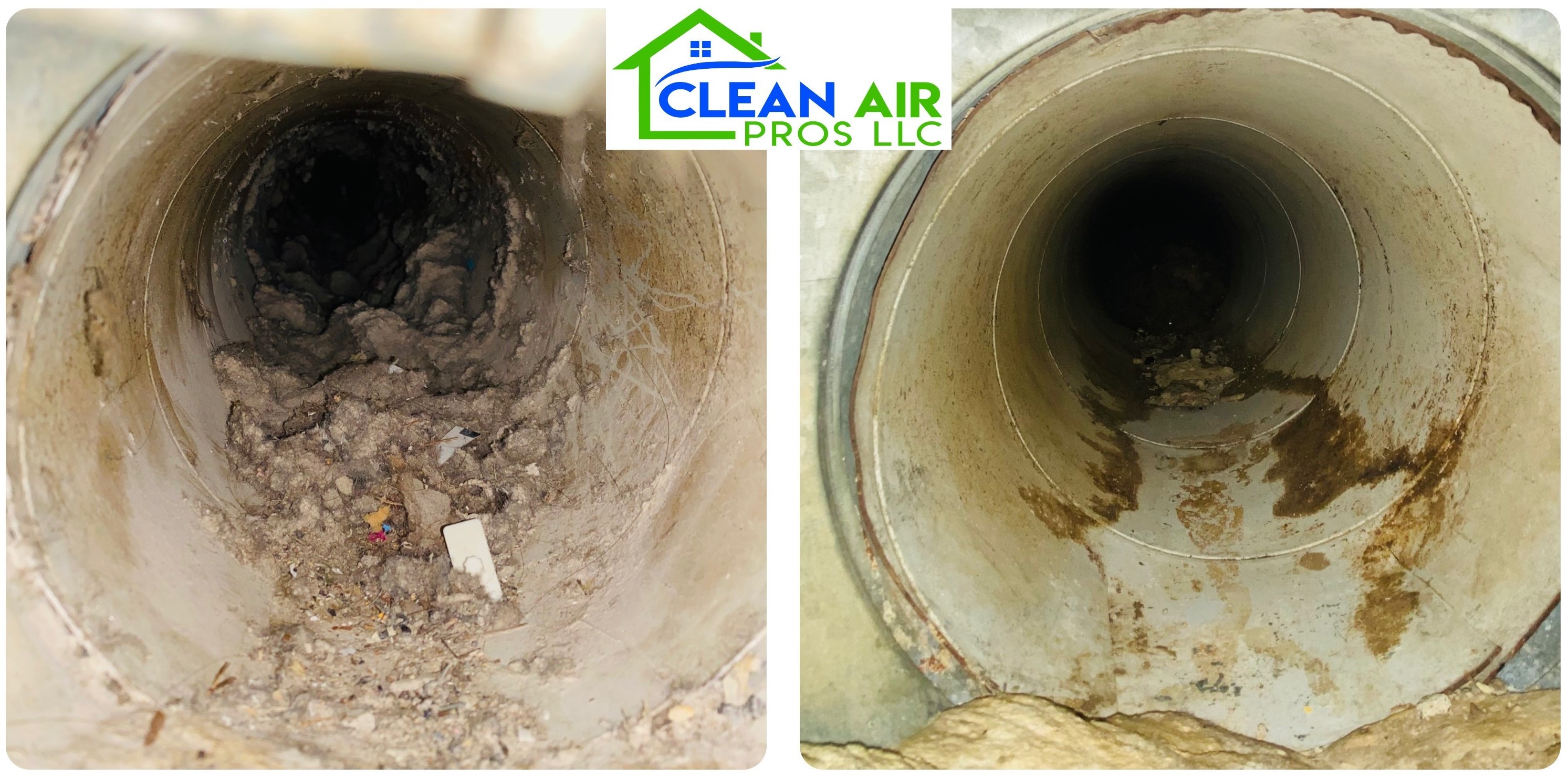 Before after duct cleaning Greater Columbus Ohio — Clean Air Pros LLC