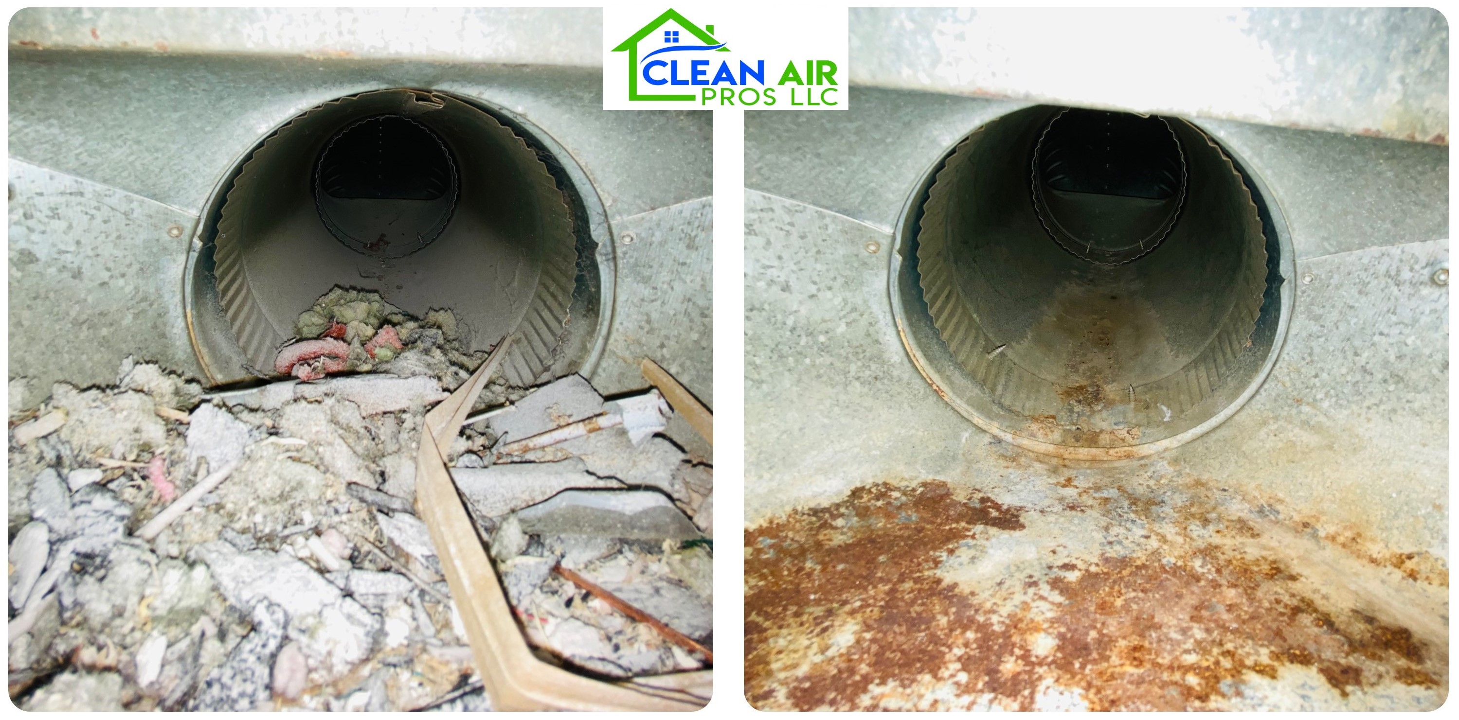 Before after duct cleaning Columbus Ohio — Clean Air Pros real job photos