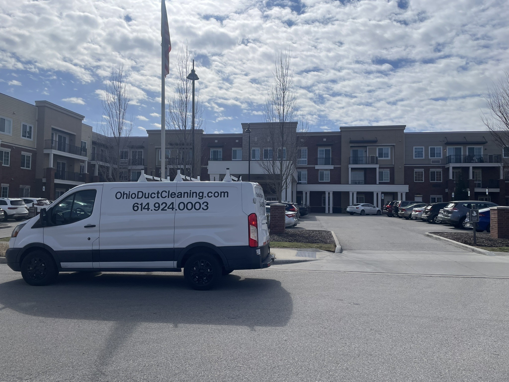 Clean Air Pros van at senior living facility — commercial duct cleaning for assisted living Columbus Ohio