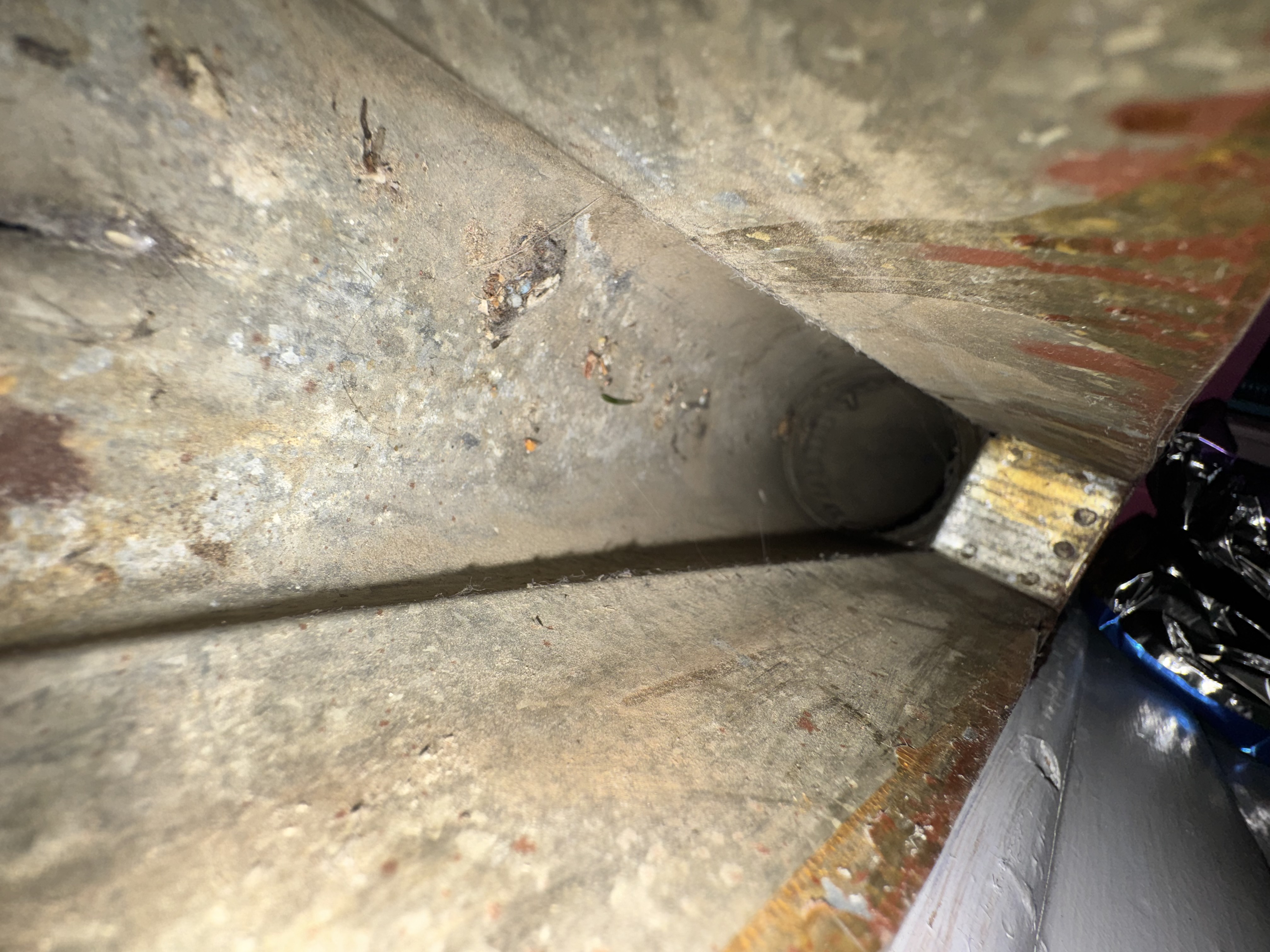 Westerville Estates Ohio air duct cleaning — before photo showing dust accumulation in same-era neighborhood homes