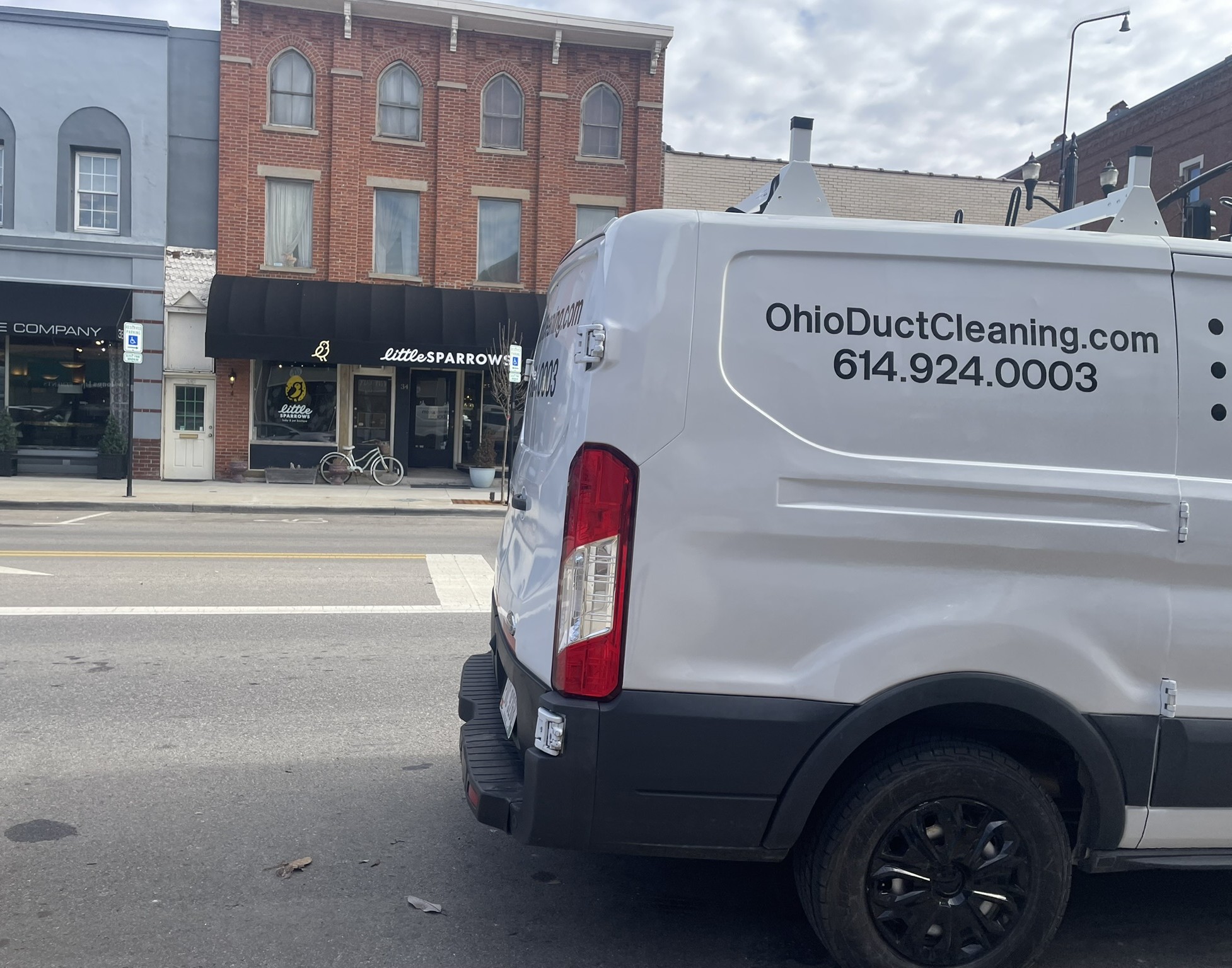 Westerville Ohio downtown commercial district — traffic and construction particulates