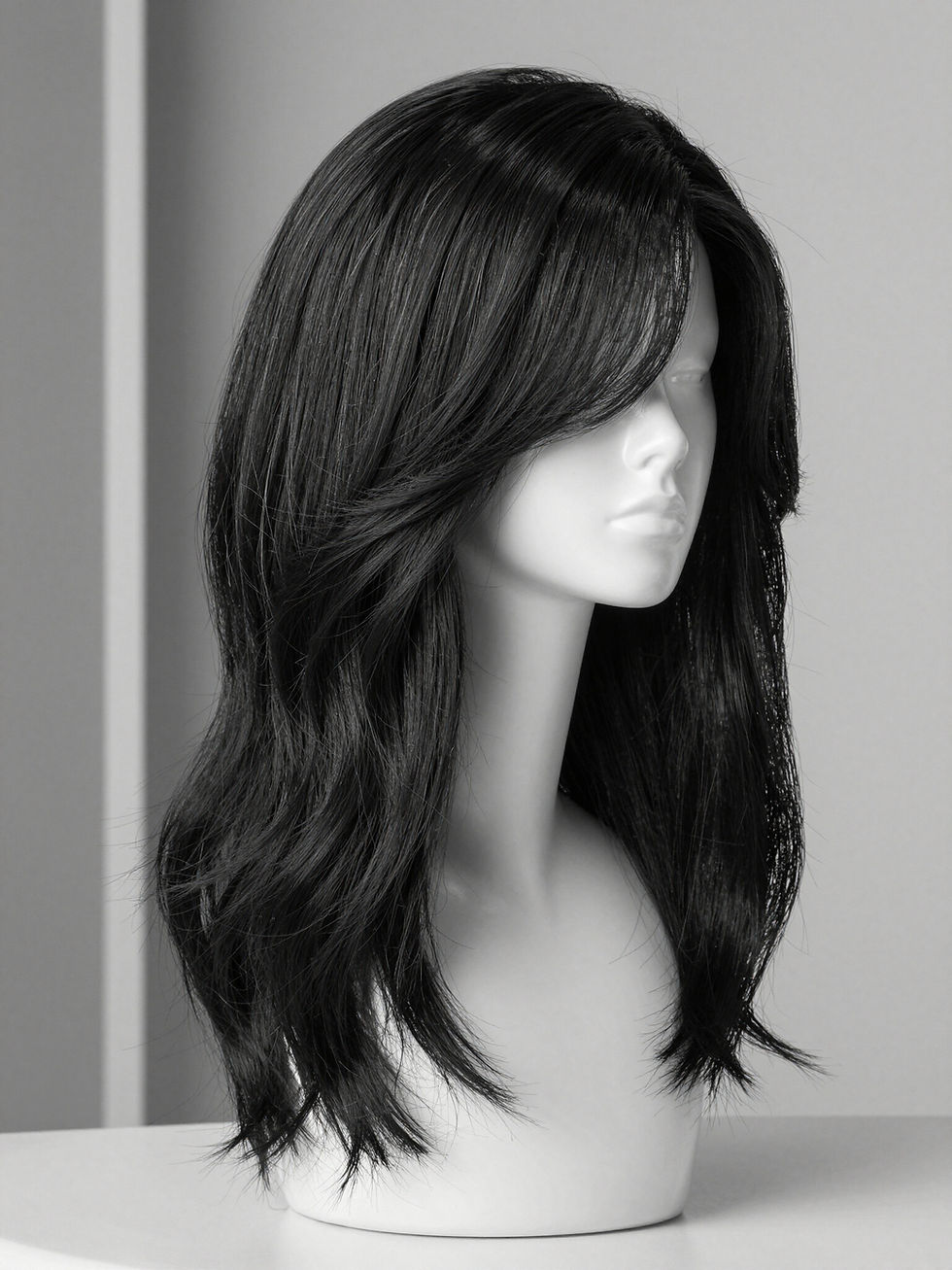 Wavy black human raw hair wig ( human raw hair by Harryosn )