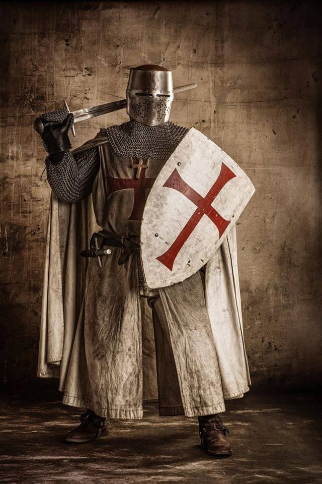 Depiction of a Templar Knight - original name, Poor Fellow-Soldiers of Christ and the Temple of Solomon, which became shortened to 'the Knights of the Temple', and eventually just simply, the Templar Knights (or Knights Templar). credit Pinterest