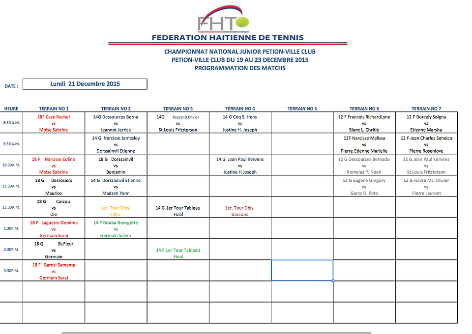 Programmation Lundi 21