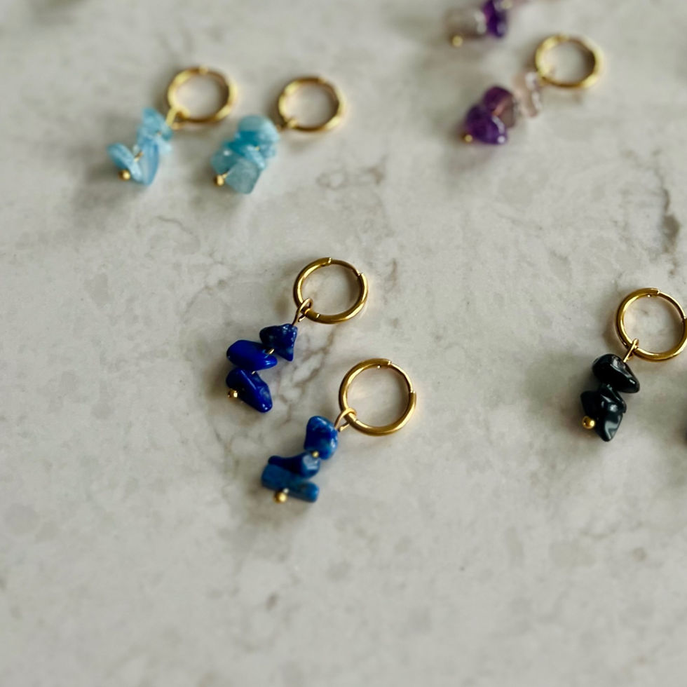 Thumbnail: Oorbel met Lapis Lazuli chips