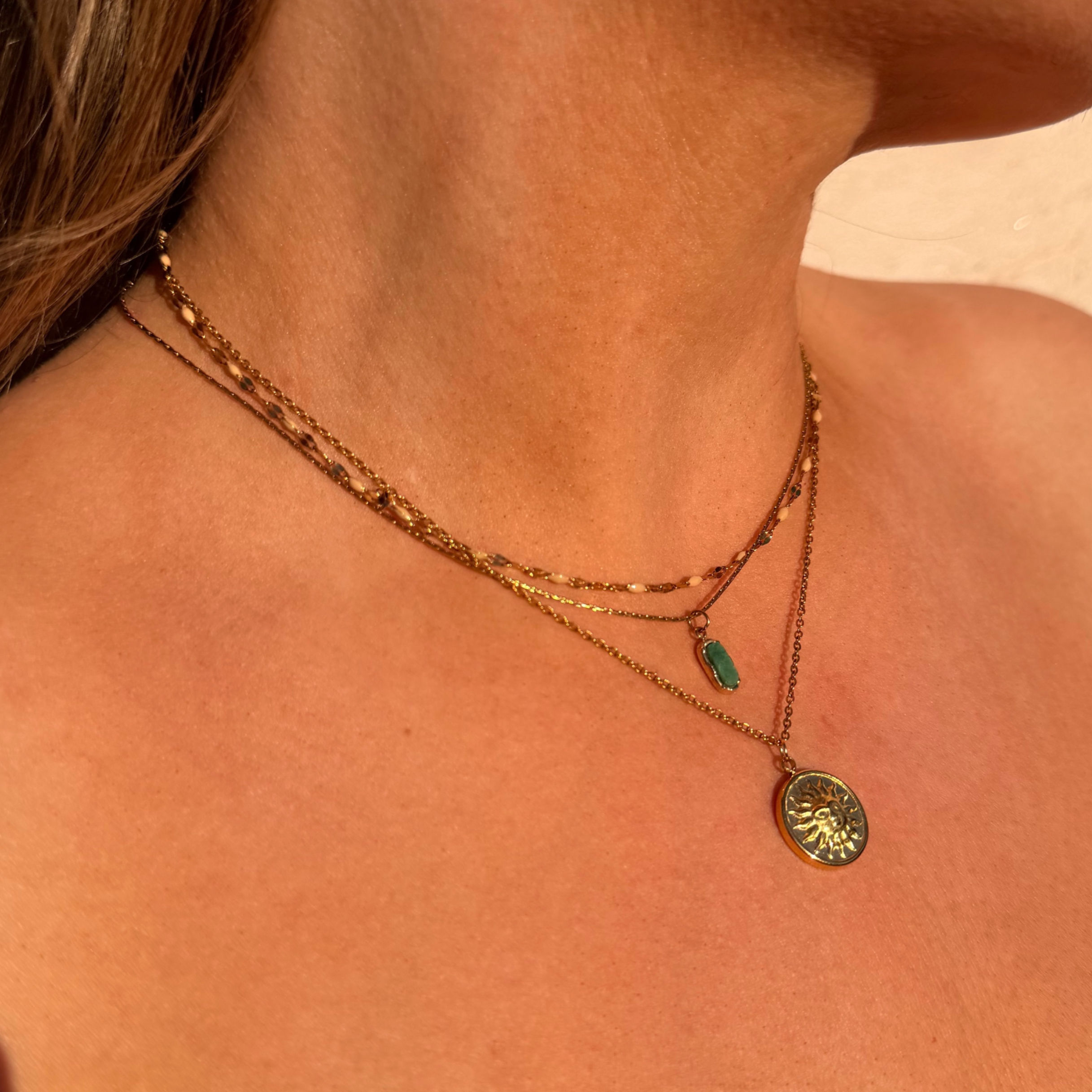 Ketting met roze & beige schakel