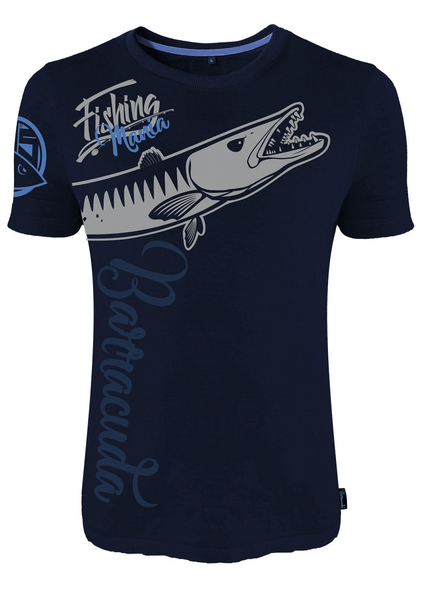 Hotspot Design T-Shirt FISHING MANIA BARRACUDA – Blau