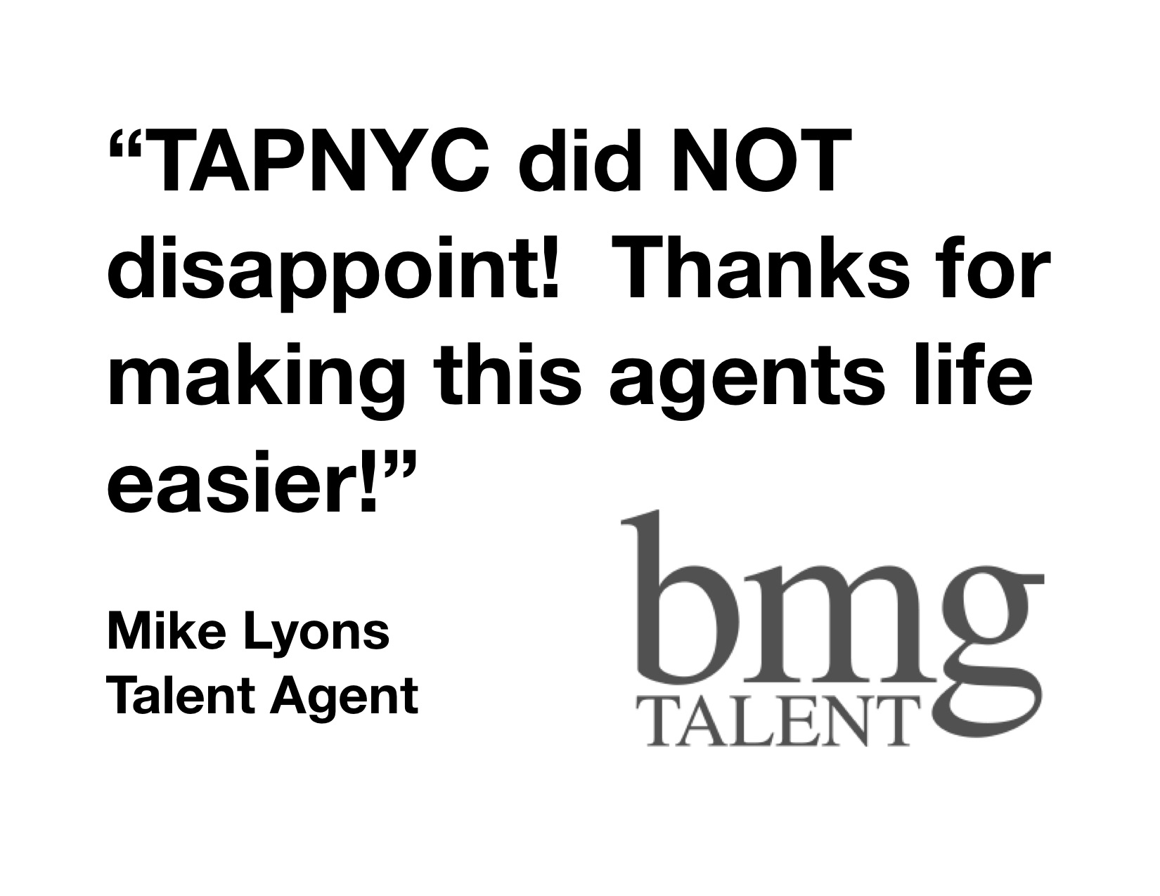 BMG REVIEW OF TAPNYC