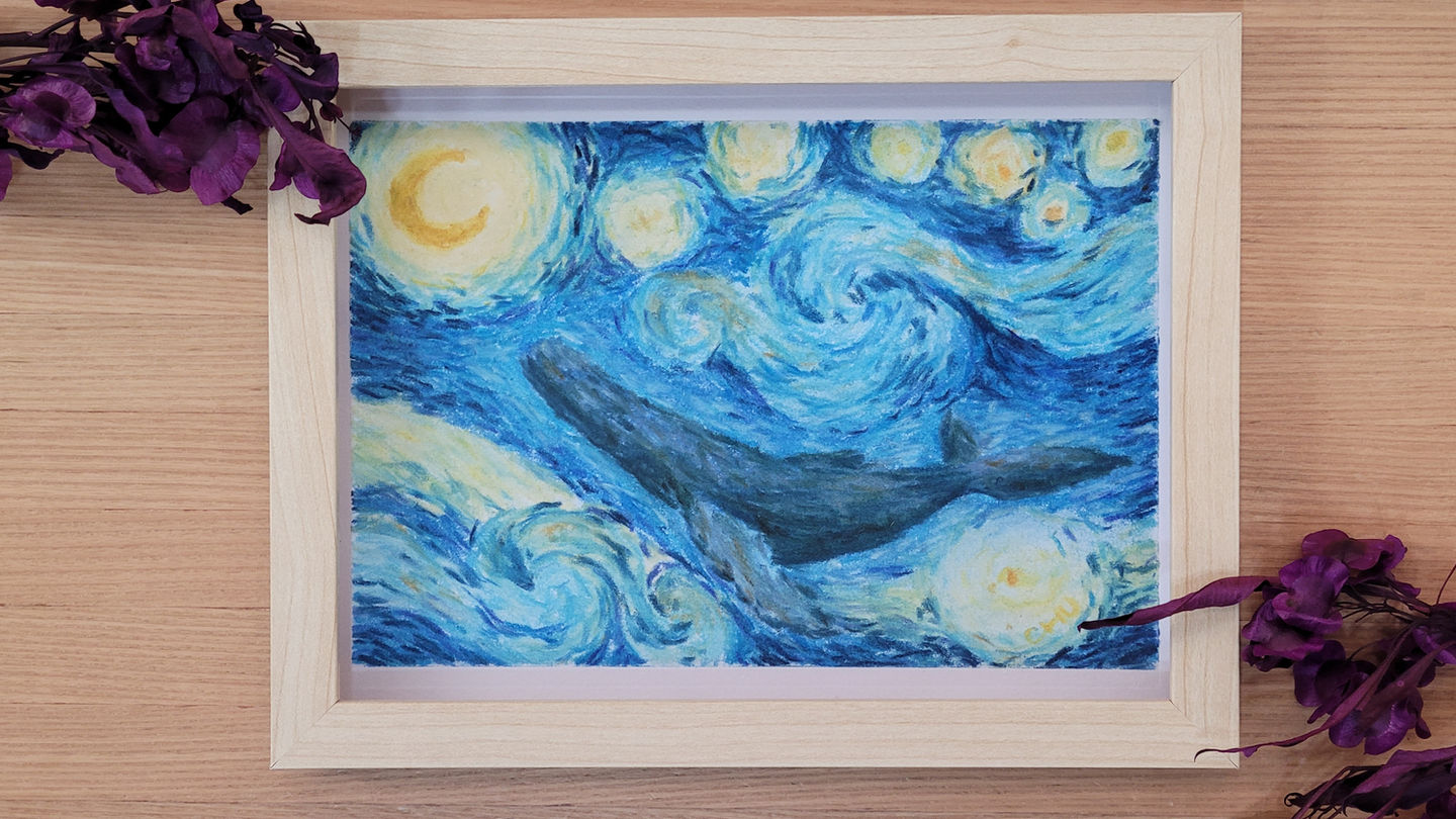 梵谷Vincent van Gogh;  星夜; The Starry Night; 粉彩教學; 和諧粉彩; 高雄實體課; 線上課