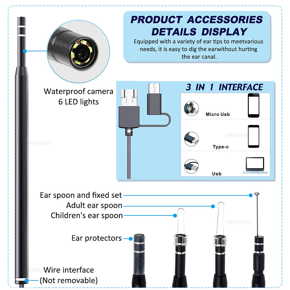 Thumbnail: Smart Visual Medico Otoscopio Ear Cleaner Ear Endoscope Earpick Camera Ear Wax R