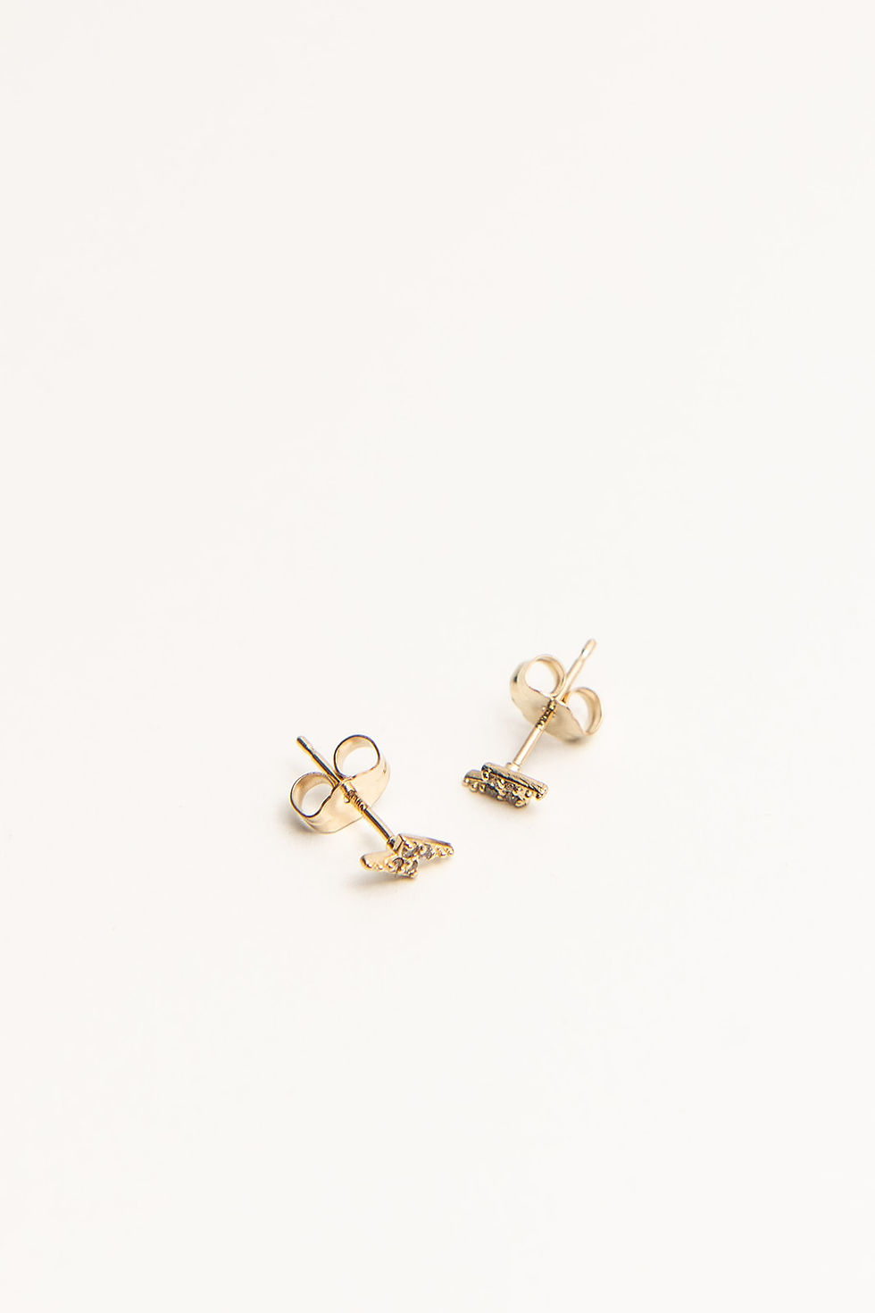 Thumbnail: 14K Gold + Diamond Bolt Studs